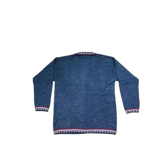 Alpacas Esmeralda Alpaca Wool Cardigan | Blue Geometric Knit Boho Sweater - Picture 13 of 13